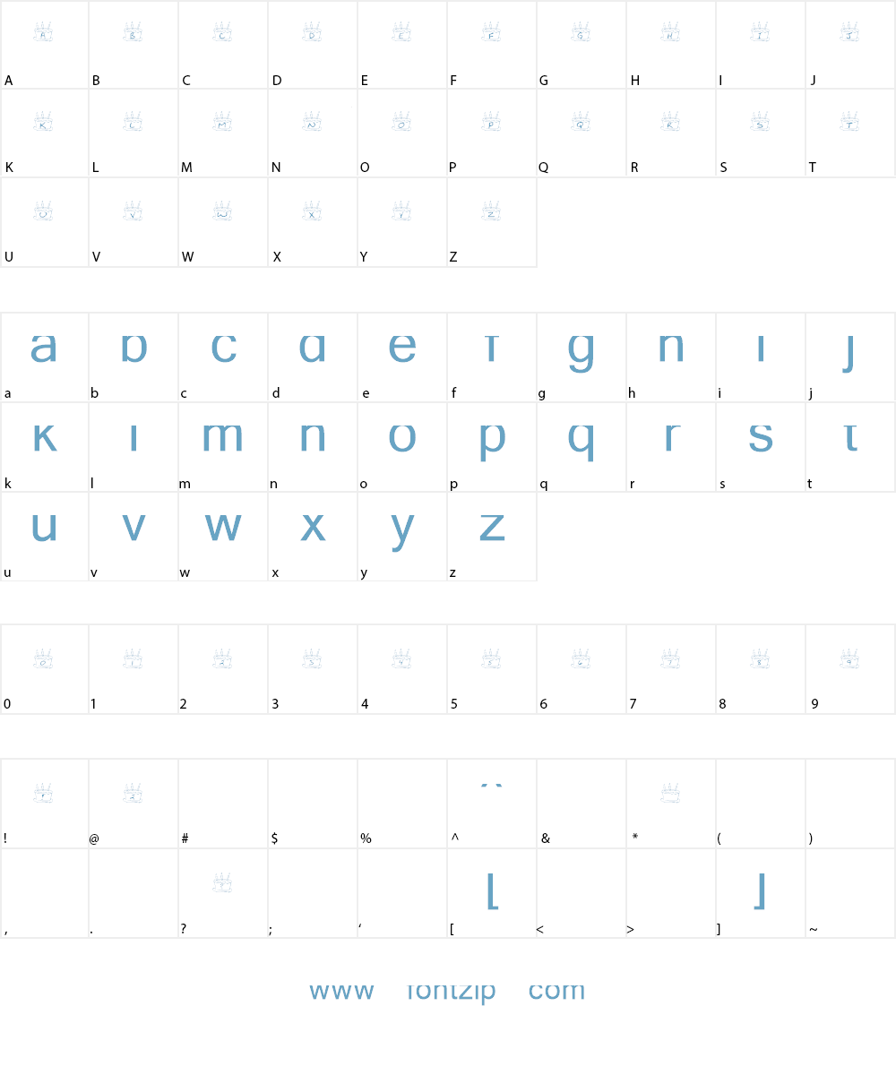 KR Birthday Cake Font Character